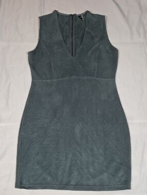 Windsor Womens Blue Faux Suede Sleeveless Fitted Dress  Size Large